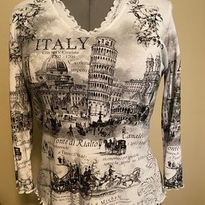 Italy Theme Printed long sleeved top